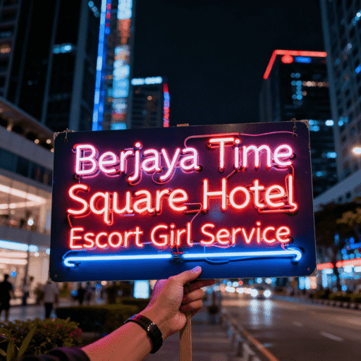 Berjaya Times Square Hotel sign with "Escort Girl Service" text in Kuala Lumpur.