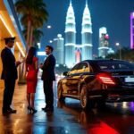 Sex Escort KL Girl Luxury sedan with chauffeur and guests at night in Kuala Lumpur Incall & Outcall Escorts Girl Service